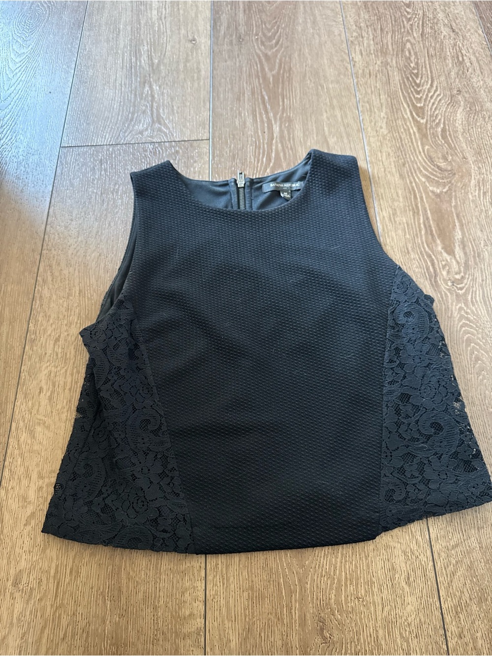 Banana Republic Black Lace-Panel Sleeveless Top